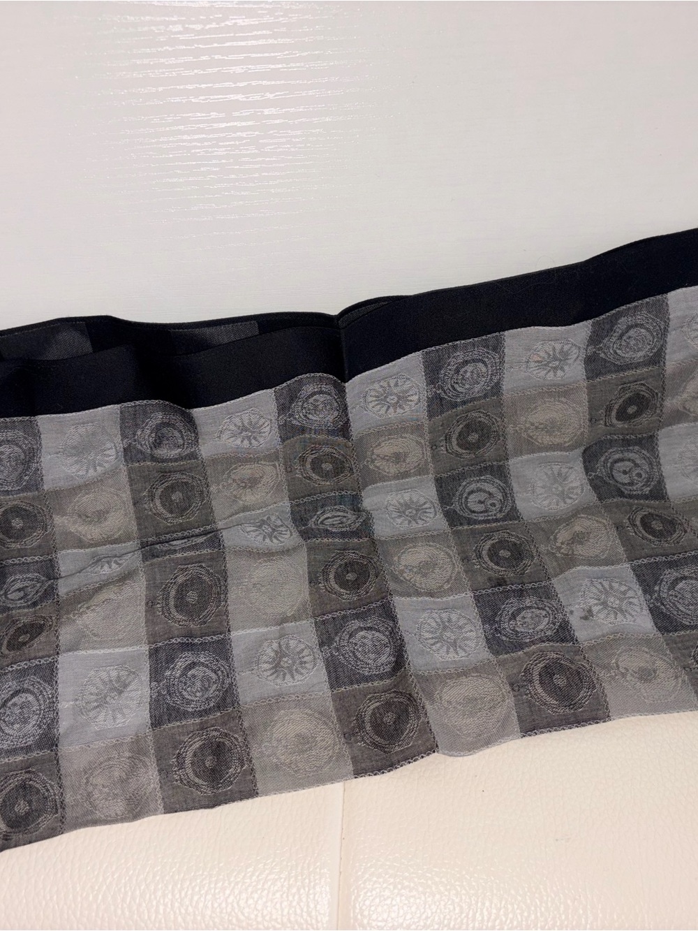 Fendi Black and Gray Patterned Silk Scarf